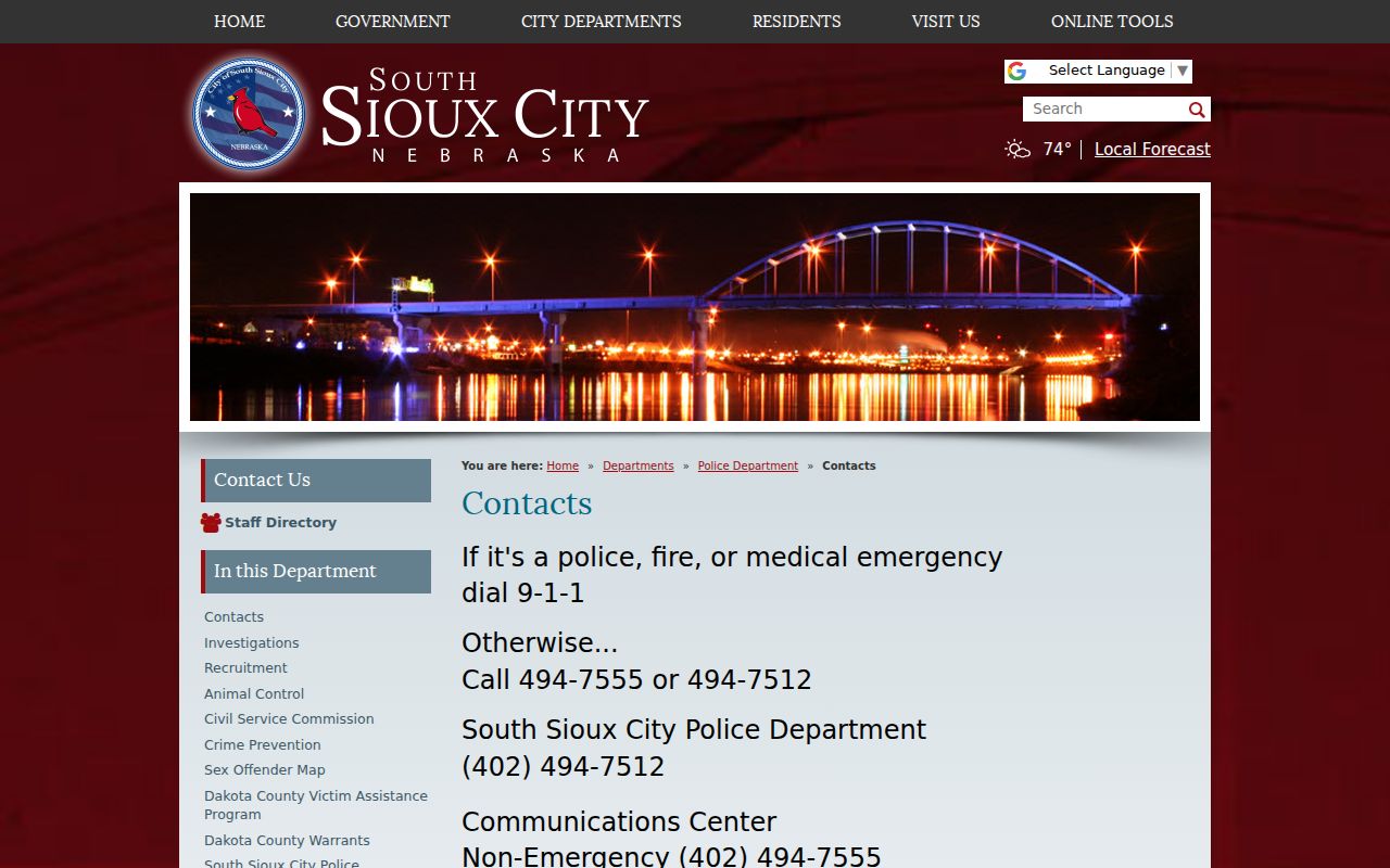 Dakota City criminal records nearby police contact directory
