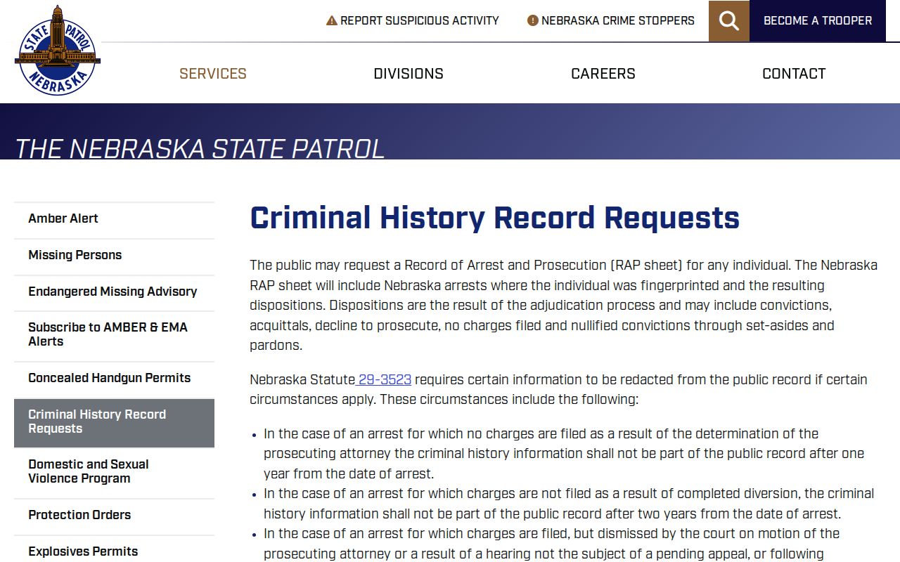 Dakota County criminal history NSP RAP request methods